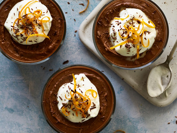 Mousse al cioccolato con sorbetto all’arancia